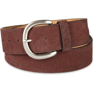 Womens Round Cut Edge Logo Loop Jean Belt(Chocolate Suede)