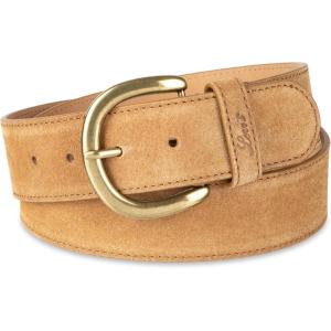 Womens Round Cut Edge Logo Loop Jean Belt(Tan Suede)