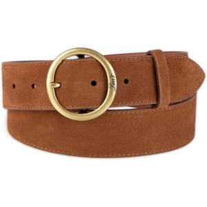 Womens Round Cut Edge Logo Loop Jean Belt(Tan Suede Round)