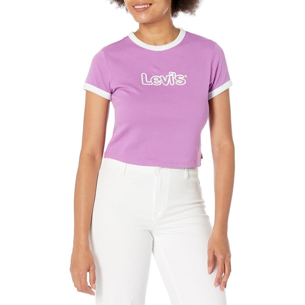 imageLevis Womens Perfect Graphic Tee ShirtBubble Ssnl Logo Iris Orchid