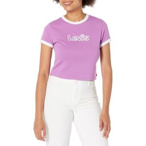 Levi’s Women’s Perfect Graphic Tee Shirt(Bubble Ssnl Logo Iris Orchid)