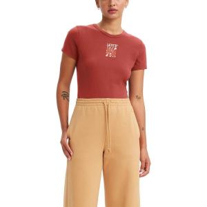 Levi’s Women’s Perfect Graphic Tee Shirt((New) Graphic Daisy Burnt Sienna Graphic)
