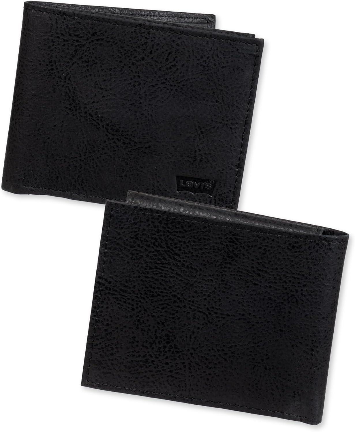 imageLevis mens Classic Bifold Passcase Wallet With Multiple Card Slots and Id Window Black OrnamentBlack Embossed