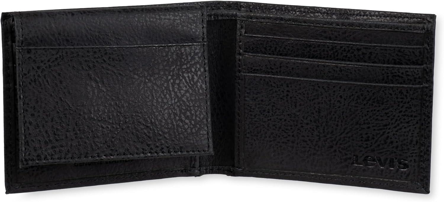 imageLevis mens Classic Bifold Passcase Wallet With Multiple Card Slots and Id Window Black OrnamentBlack Embossed