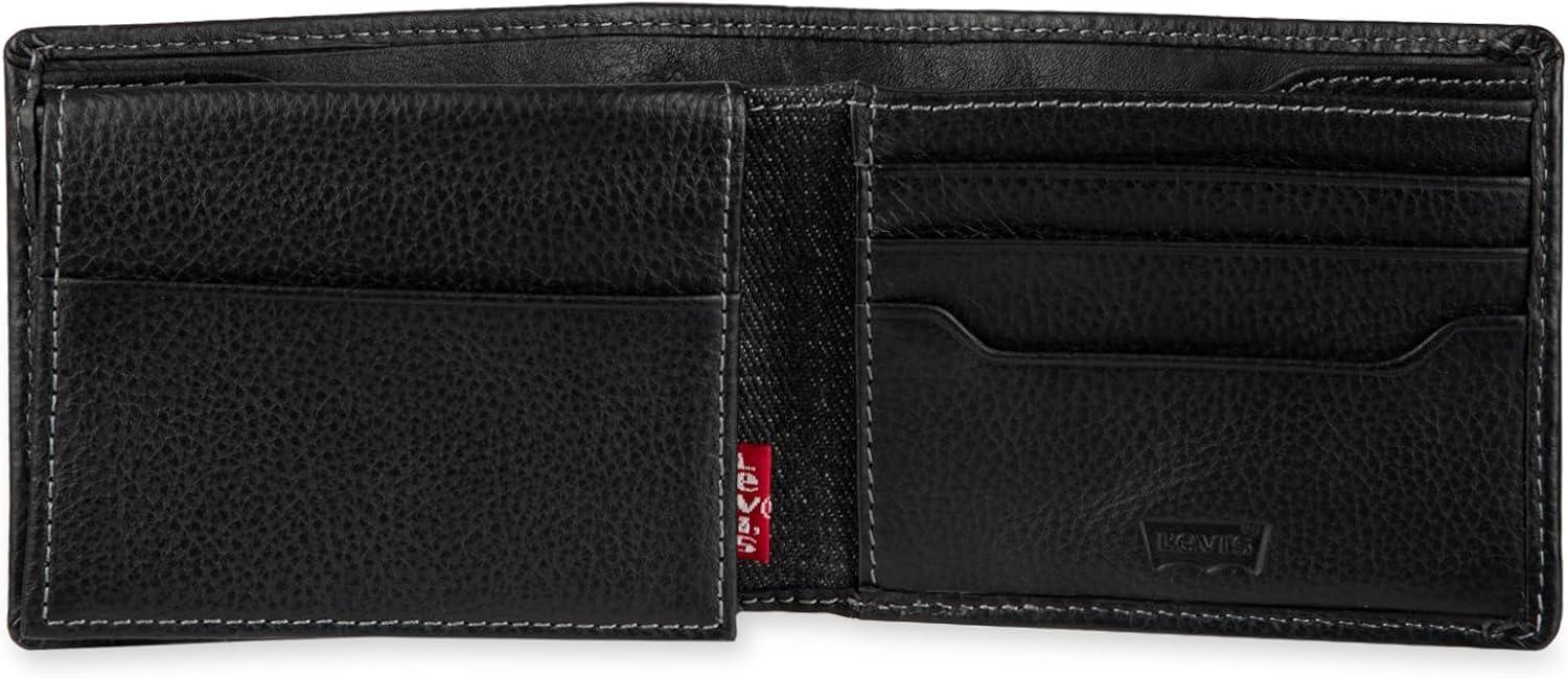 imageLevis mens Classic Bifold Passcase Wallet With Multiple Card Slots and Id Window Black OrnamentBlack Nickel Ornament