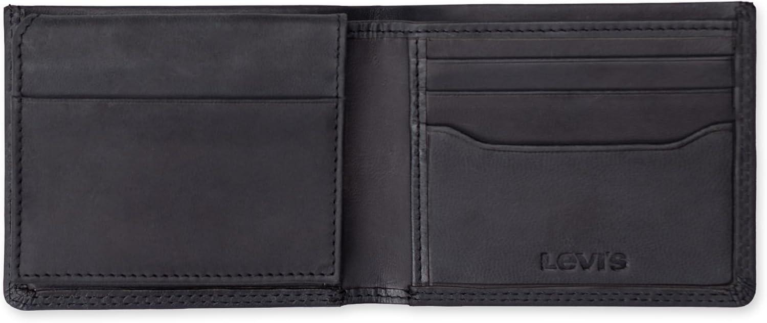 imageLevis mens Classic Bifold Passcase Wallet With Multiple Card Slots and Id Window Black OrnamentBlack Ornament