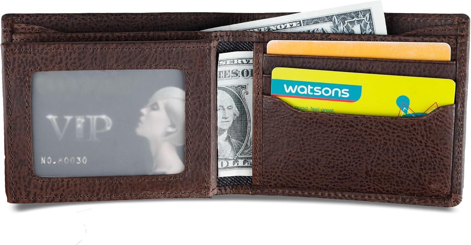 imageLevis mens Classic Bifold Passcase Wallet With Multiple Card Slots and Id Window Black OrnamentBrown Western