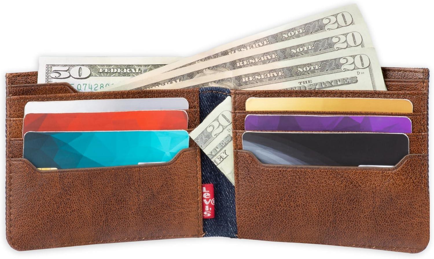 imageLevis mens Classic Bifold Passcase Wallet With Multiple Card Slots and Id Window Black OrnamentIndigo