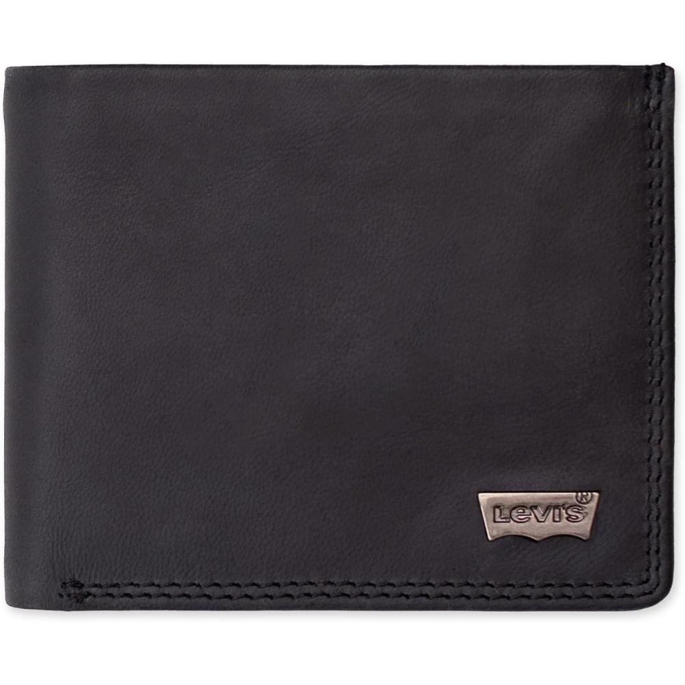 imageLevis mens Classic Bifold Passcase Wallet With Multiple Card Slots and Id Window Black OrnamentBlack Ornament