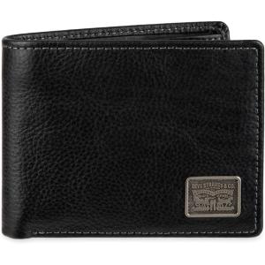 Levi’s mens Classic Bifold Passcase Wallet With Multiple Card Slots and Id Window Black Ornament(Black Nickel Ornament)