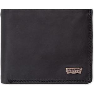 Levi’s mens Classic Bifold Passcase Wallet With Multiple Card Slots and Id Window Black Ornament(Black Ornament)